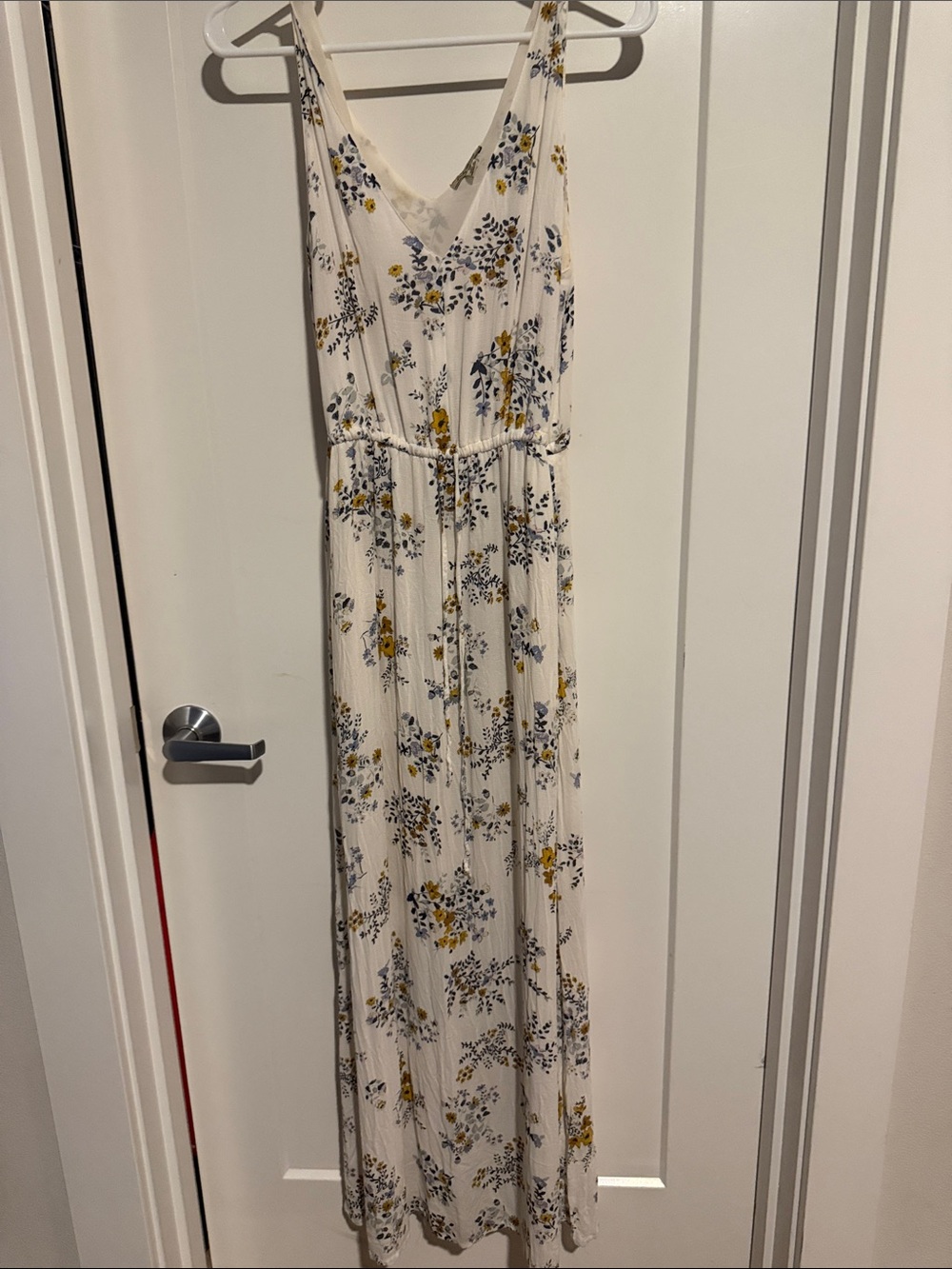 Lucky Brand Cream Maxi Dress with Yellow & Navy Floral Print